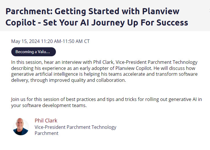 Phil Clark speaking at Planview Accelerate 2024